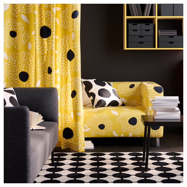 KLIPPAN Cover for loveseat, Tingetorp yellow/white/floral pattern