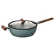 Option: KLIPPFISK Sauté pan with lid, non-stick coating glass/wood gray-turquoise, 11 "