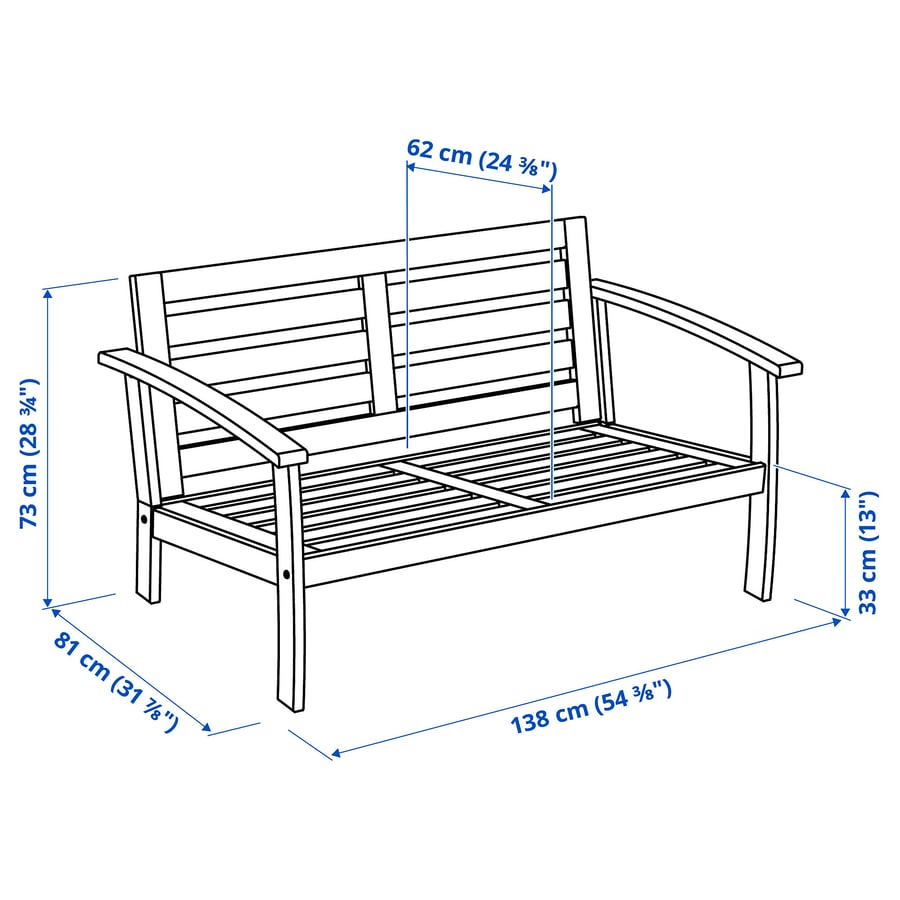 KLÖVEN Loveseat, outdoor, blackbrown, 543/8x317/8x283/4" IKEA
