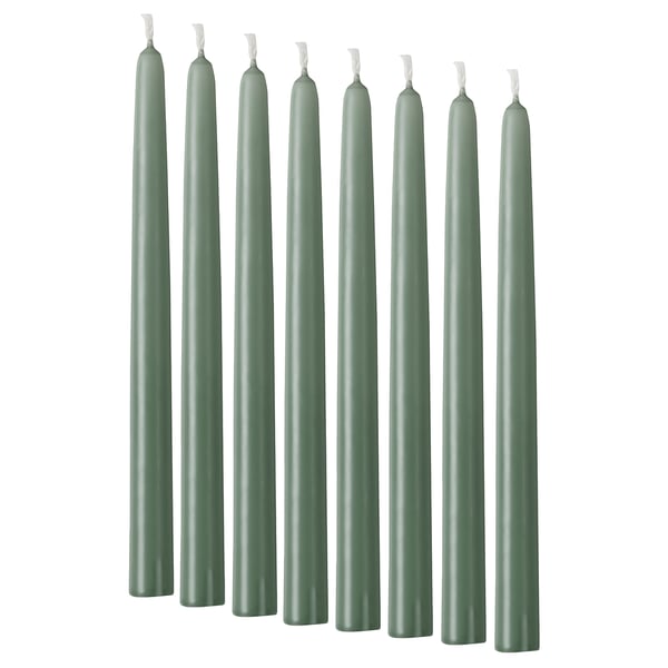 KLOKHET Unscented candle, light green, 9 ¾" IKEA