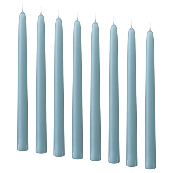 KLOKHET Unscented taper candle, pale blue, 9 ¾ "