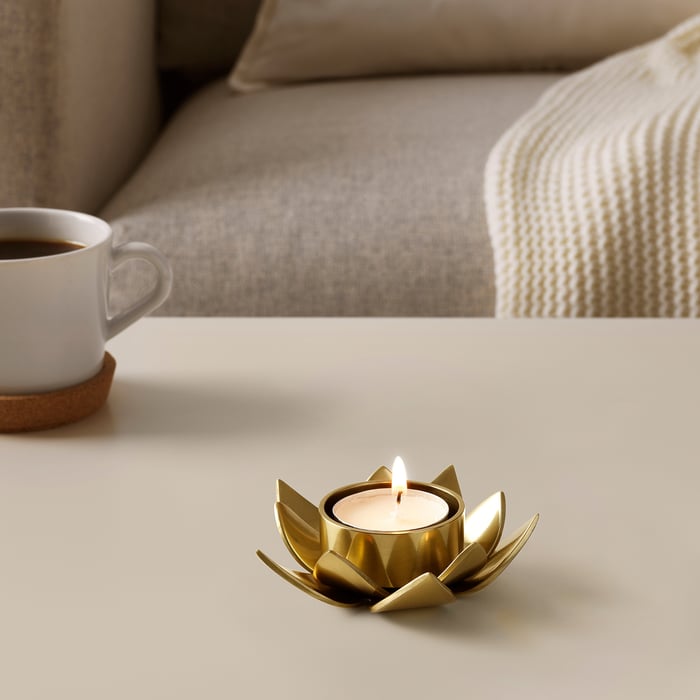 KNASTRIGT tealight holder, gold/Lotus, 1 ¼" IKEA