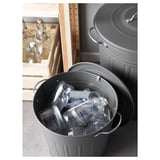 KNODD Bin with lid, gray, 4 gallon