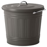 KNODD Bin with lid, gray, 4 gallon