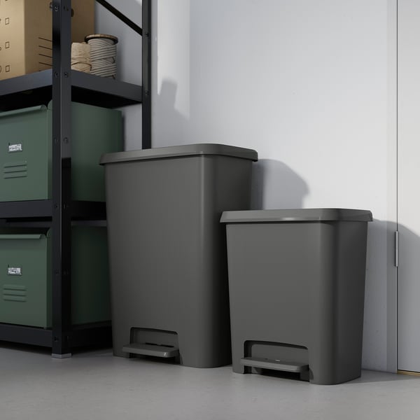 KNÖCKLA step trash can, dark gray, 13 gallon - IKEA