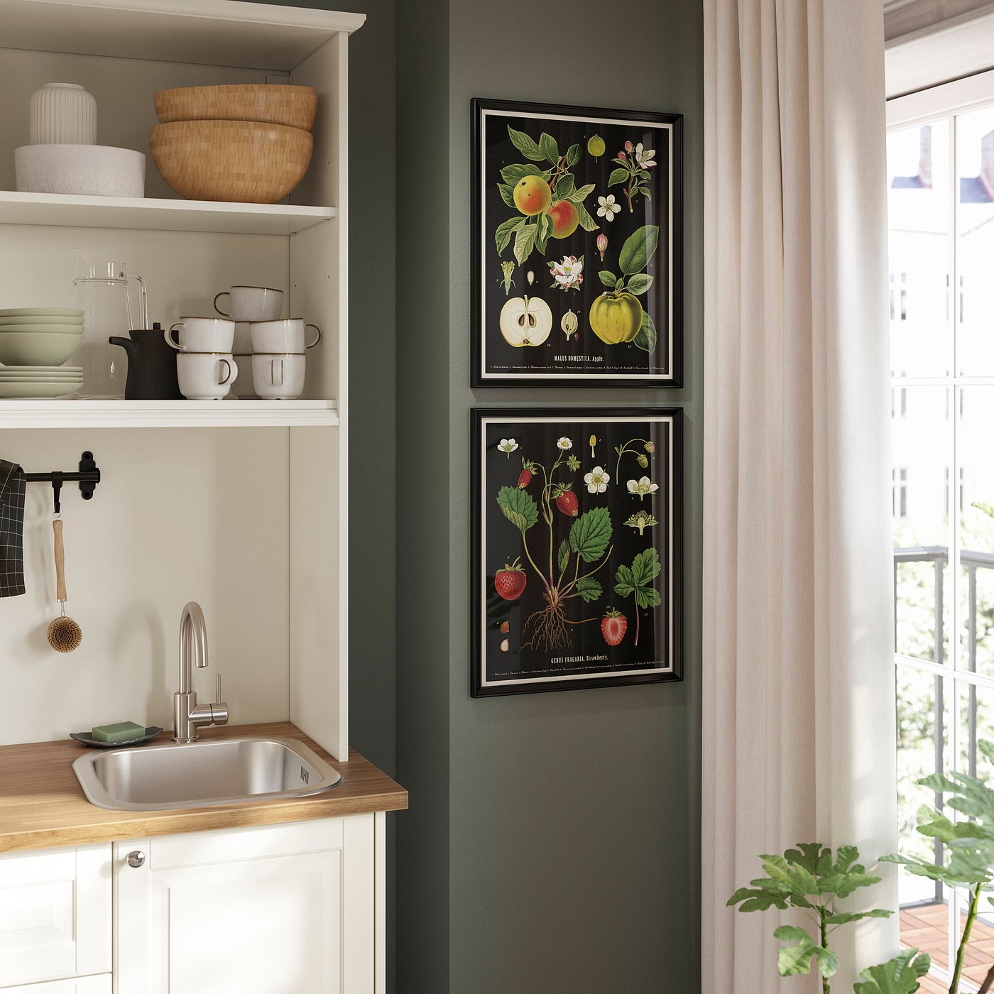 Frame with poster, vintage botanical fruit charts 2