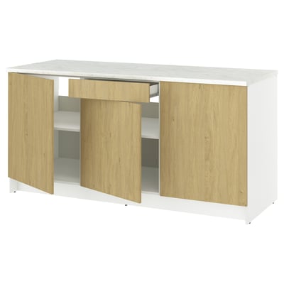 KNOXHULT Base cabinet with doors and drawer, oak effect, 72x24x36 "