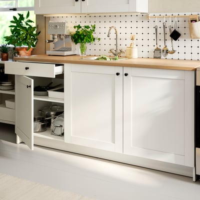 KNOXHULT Base cabinet with doors and drawer, white frame, 72x24x36 "