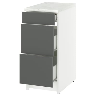 KNOXHULT Base cabinet with drawers, dark gray, 15x24x36 "