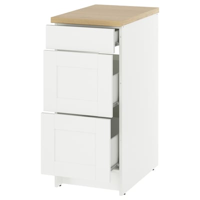KNOXHULT Base cabinet with drawers, white frame, 15x24x36 "