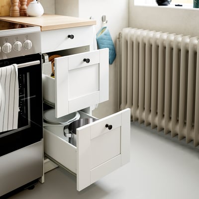 KNOXHULT Base cabinet with drawers, white frame, 15x24x36 "