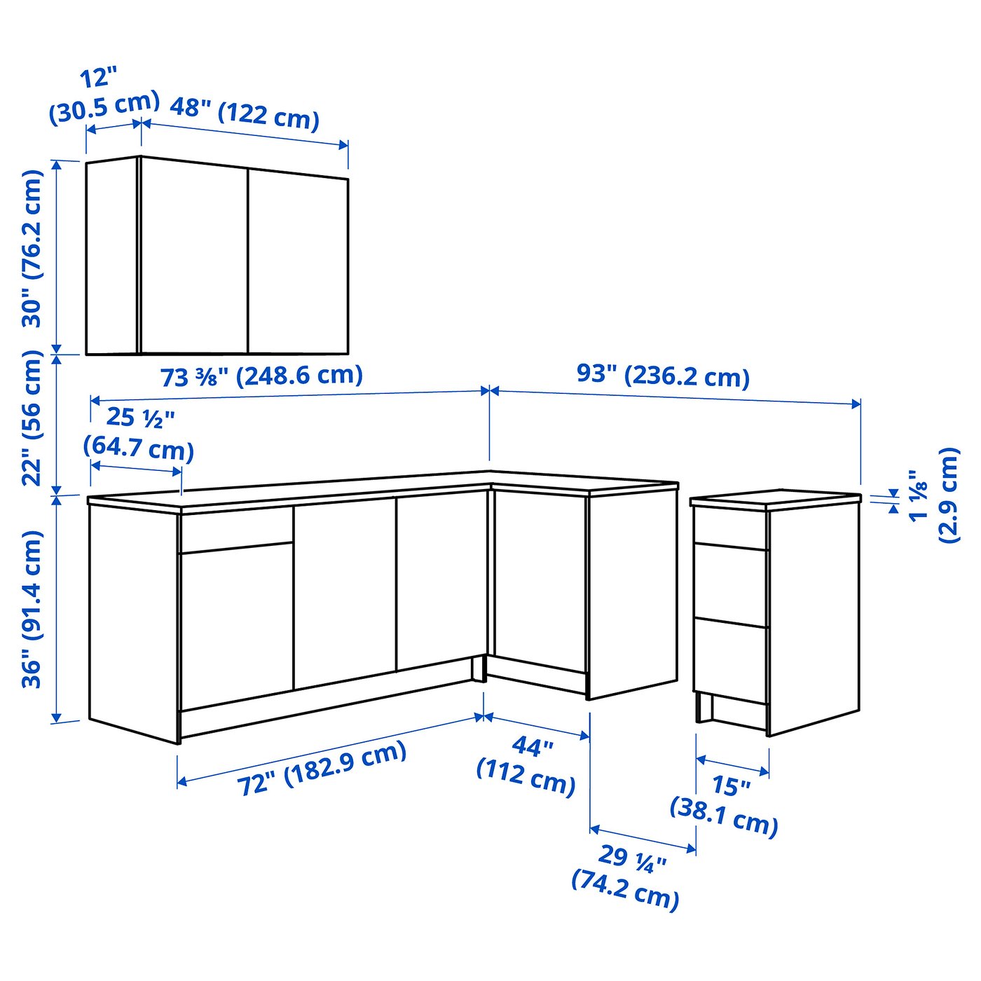 KNOXHULT corner kitchen, white frame - IKEA
