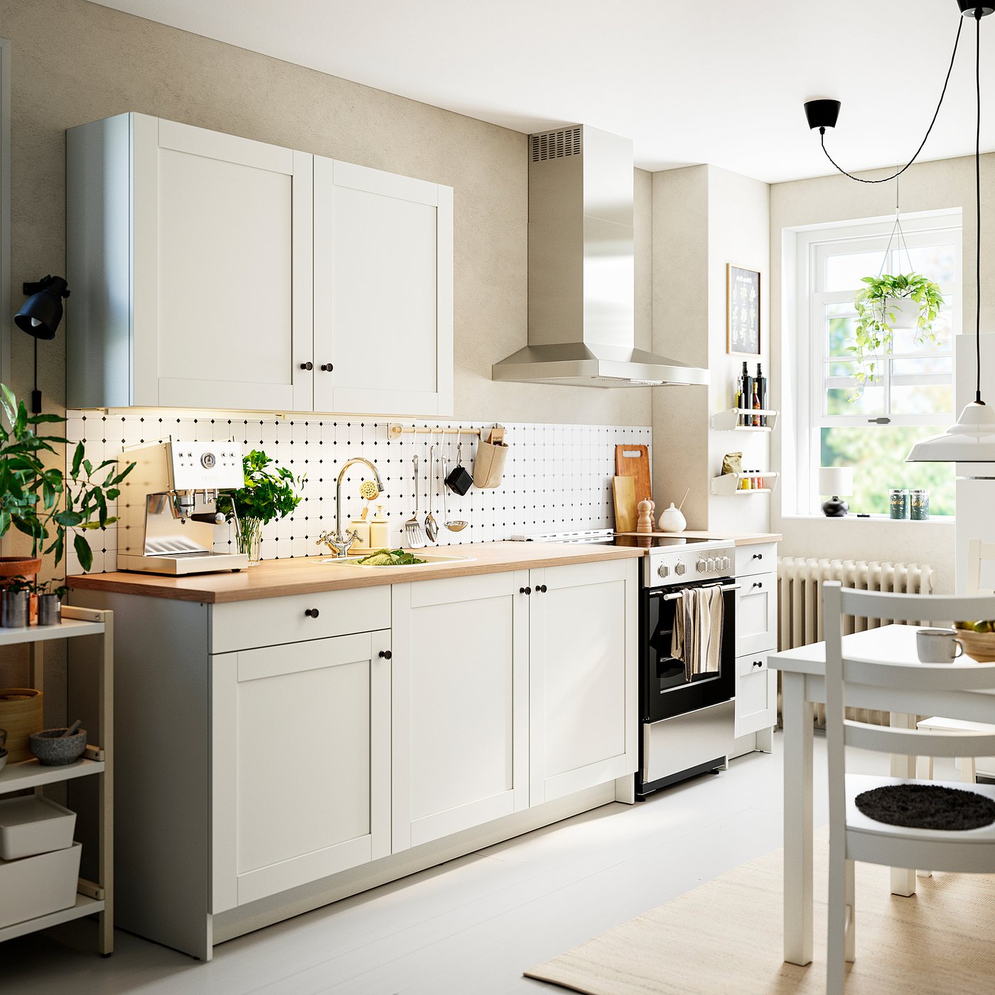 KNOXHULT kitchen, white frame, 117x24x88