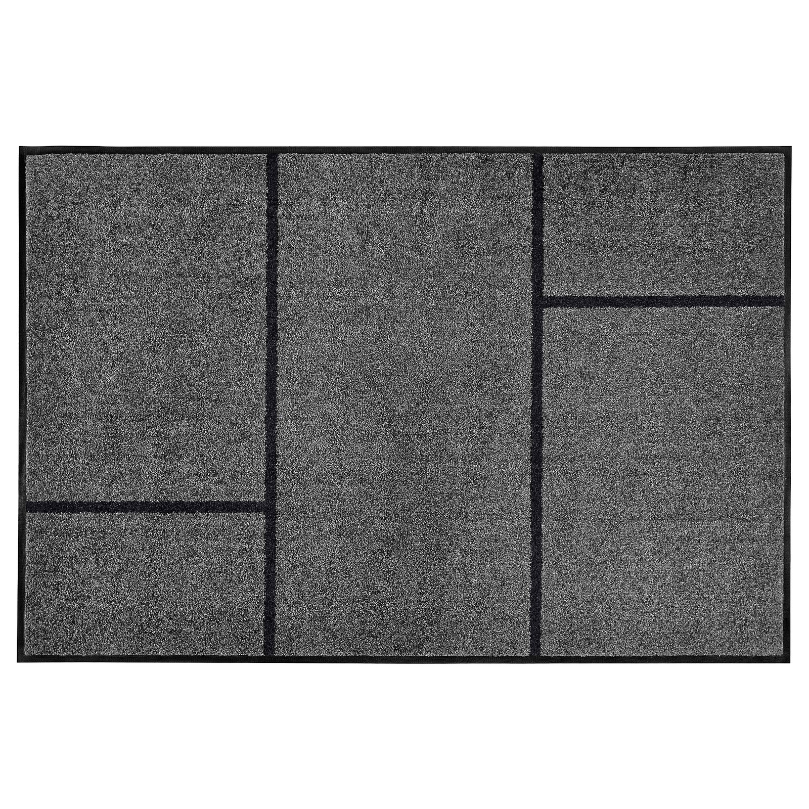 KÖGE Door mat, gray, black, 3 ' 4"x5 ' 0" IKEA