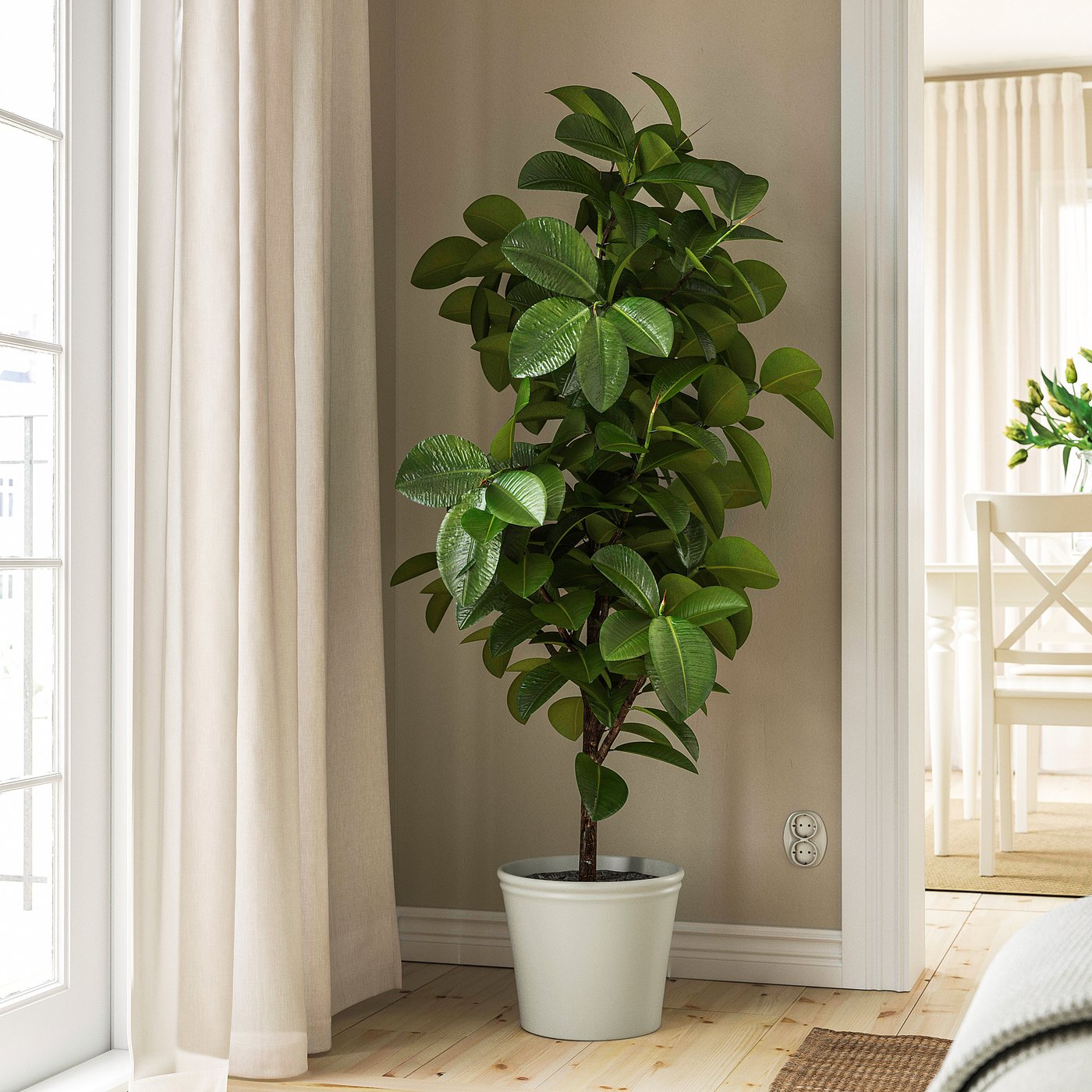 KÖRSBÄRSBJÖRK plant pot, light grey-beige, 9 ½
