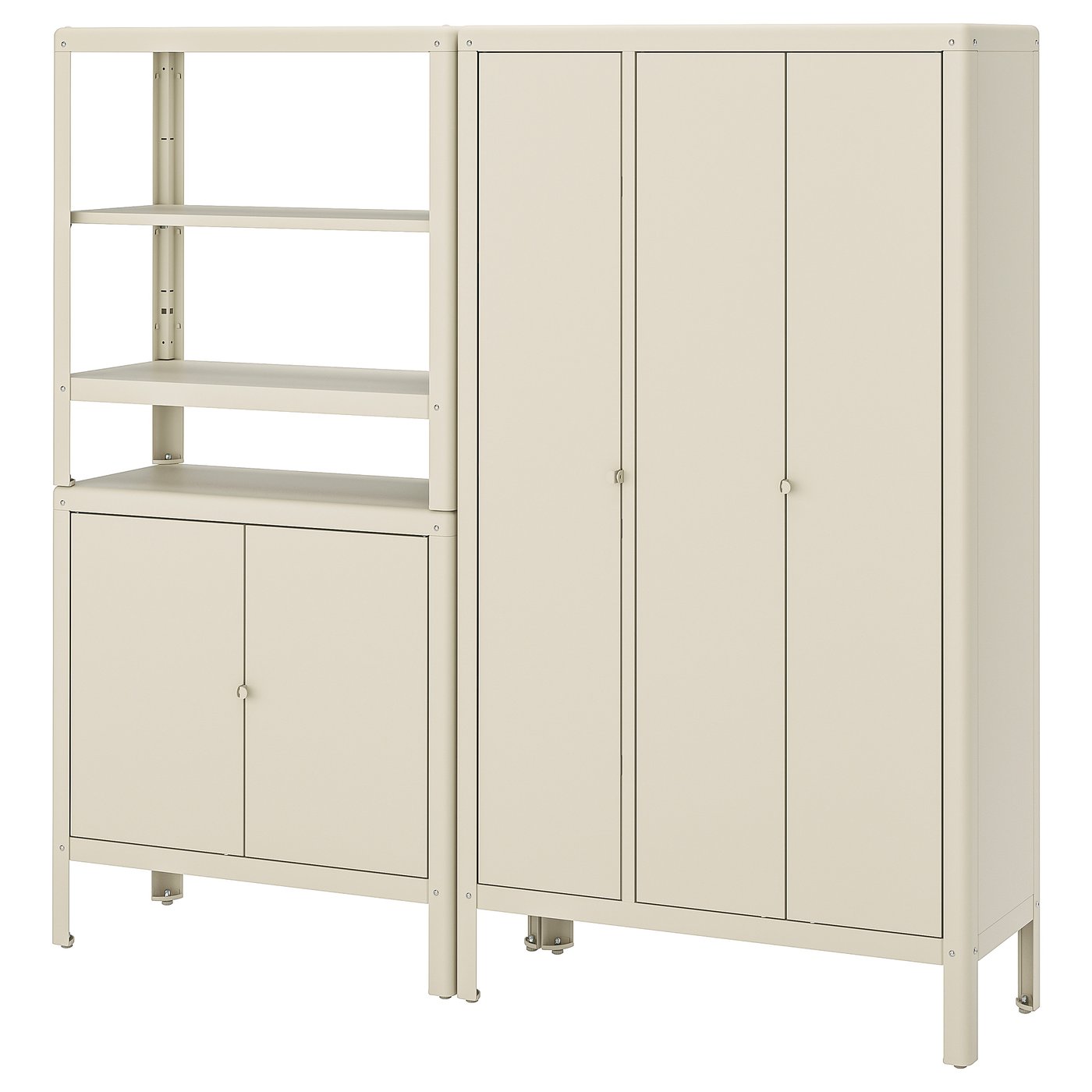 KOLBJÖRN shelving unit with 2 cabinets, beige/outdoor indoor, 673