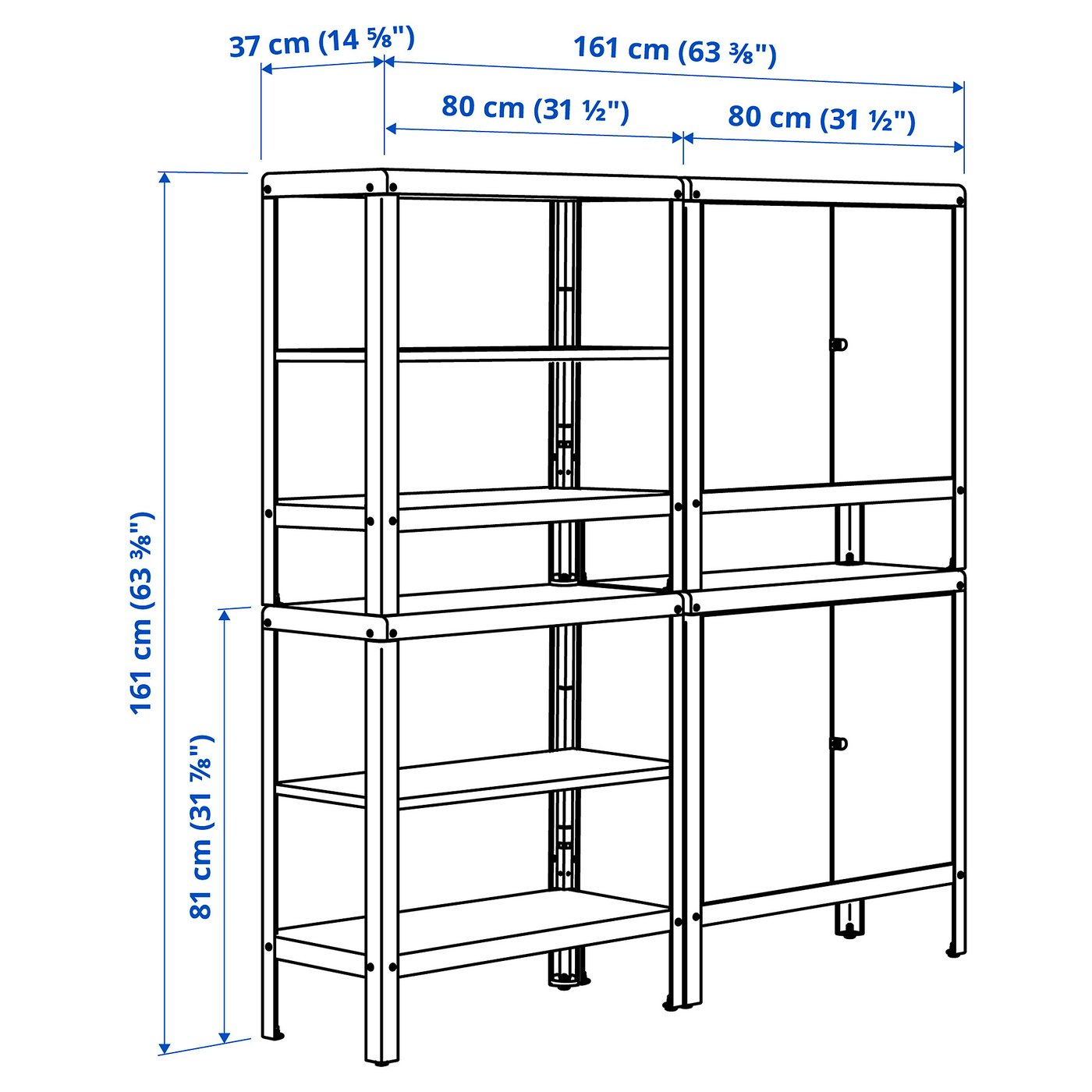 KOLBJÖRN Shelving unit with 2 cabinets - Thumbnail 5