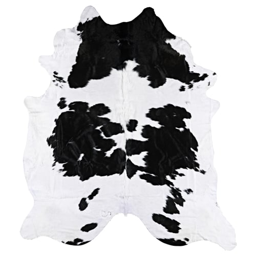 KOLDBY black & white cowhide rug, unique patterns, durable natural leather.