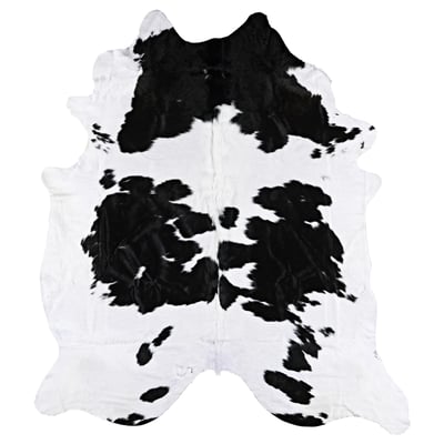KOLDBY black & white cowhide rug, unique patterns, durable natural leather.