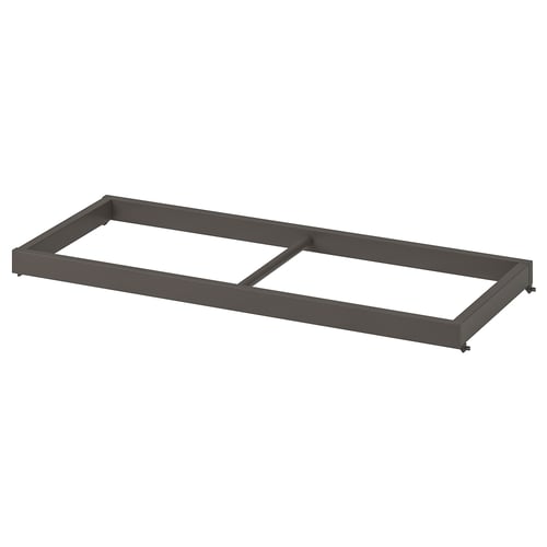 A grey KOMPLEMENT clothes rail, rectangular in shape, designed to fit into wardrobes, with a sturdy metal frame.
