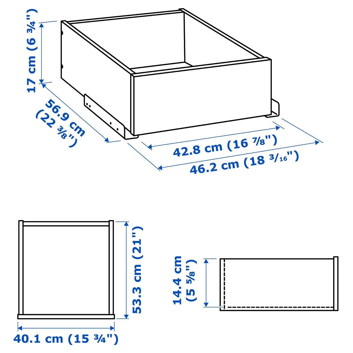 IKEA デトルフ KOMPLEMENT drawer with framed glass front, dark gray, 195