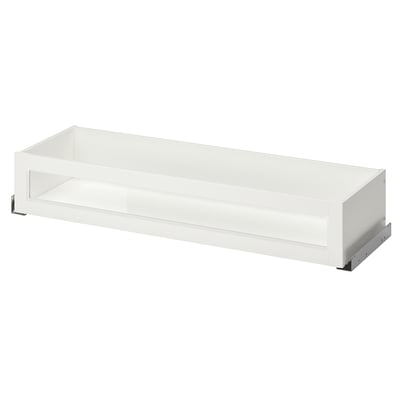 KOMPLEMENT Drawer with framed glass front, white, 39 3/8x13 3/4 "
