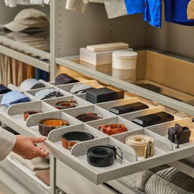 KOMPLEMENT Pull-out tray with divider, gray-beige/light gray, 39 3/8x22 7/8 "