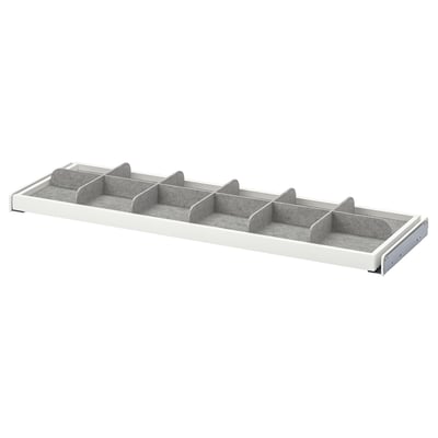 KOMPLEMENT Pull-out tray with divider, white/light gray, 39 3/8x13 3/4 "