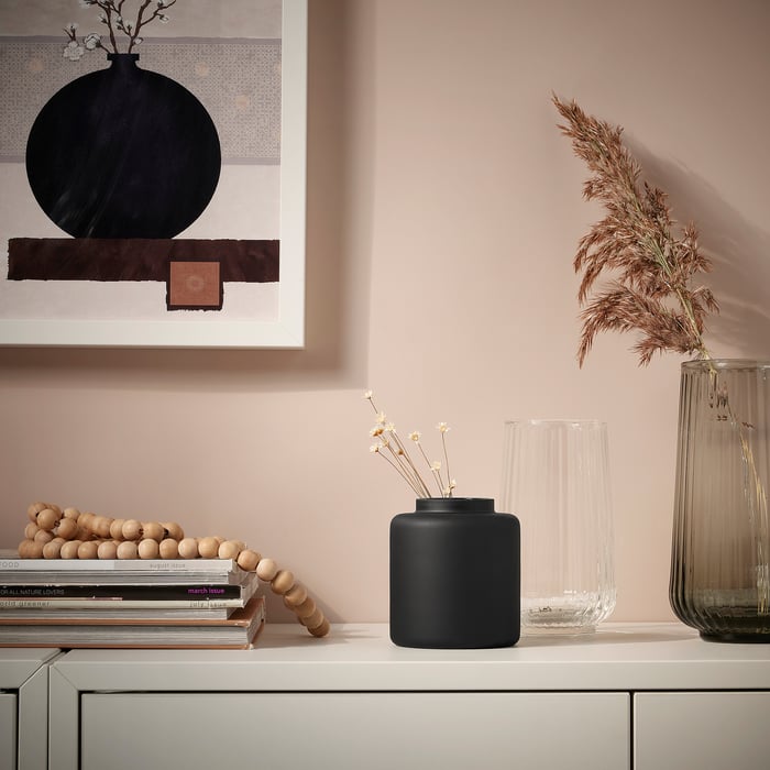 KONSTFULL Vase, frosted glass/black, 4" IKEA