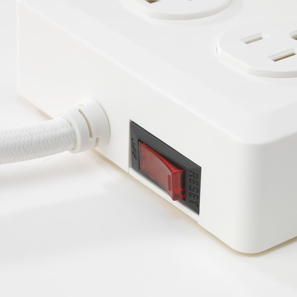 Koppla 4 Outlet Power Strip Grounded White Ikea