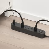 KOPPLA 5 outlet power strip & 2 USB ports, black, 118 "