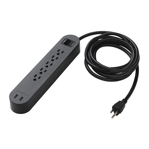 KOPPLA 5 outlet power strip & 2 USB ports IKEA