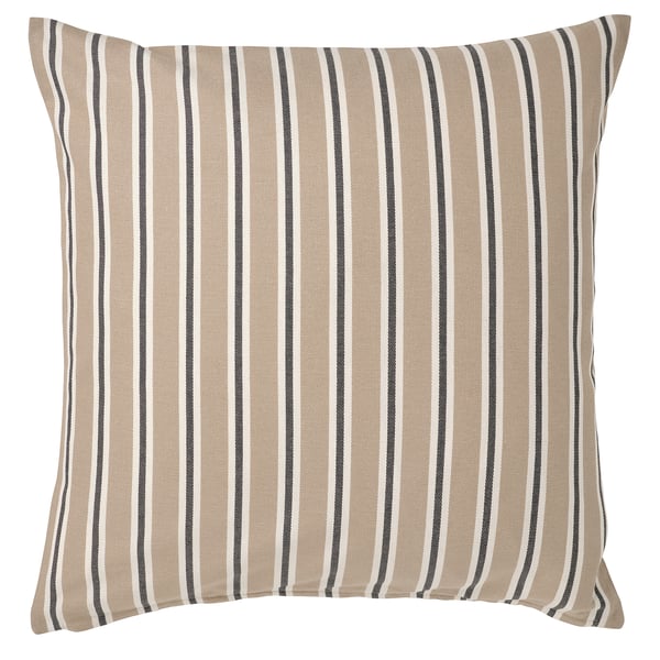 KORALLBUSKE Cushion cover, beige white/stripe pattern, 20x20 "