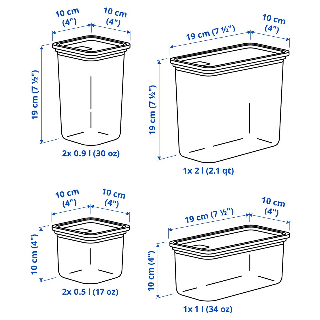 KORALLVIPPA dry food jar with lid, set of 6, clear - IKEA