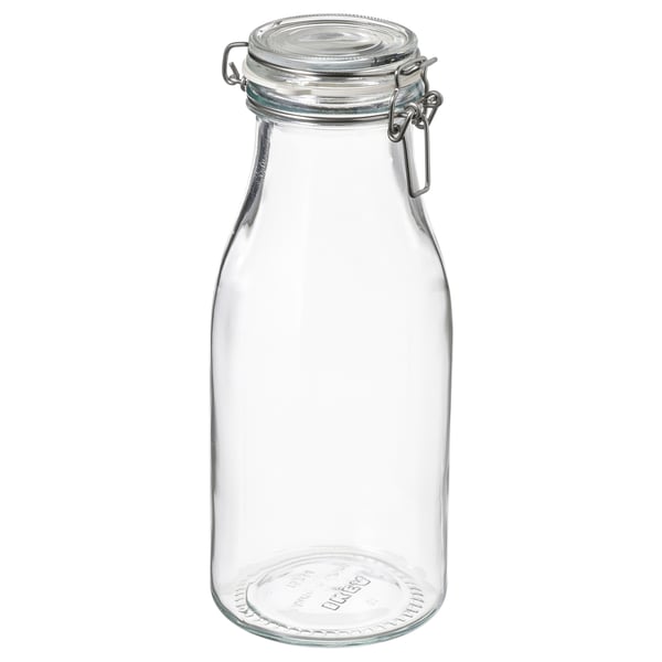 KORKEN Bottle-shaped jar with lid, clear glass, 34 oz - IKEA