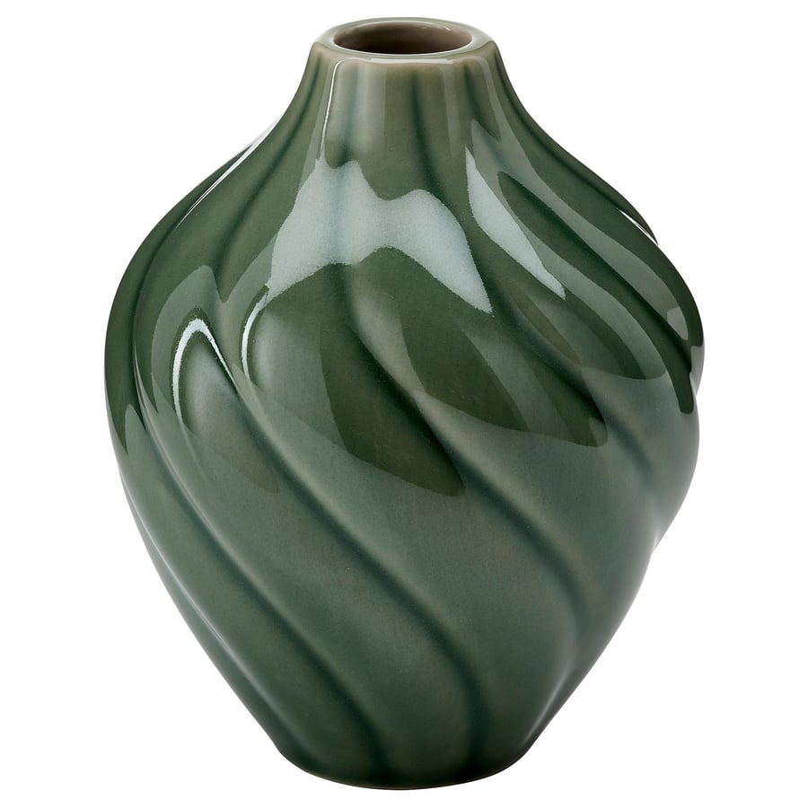 KORNSPARV Vase, green, 4 ¾ "