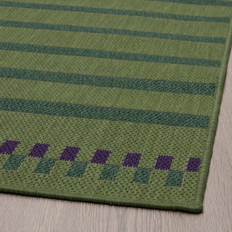 KORSNING rug flatwoven, in/outdoor, green purple/stripe, 2'7"x8'2" IKEA