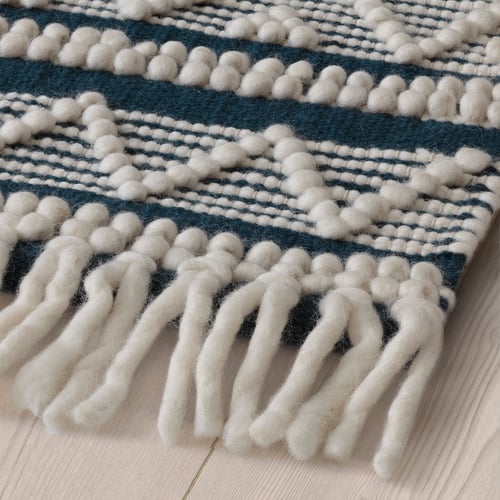 KRAGHAVE rug, flatwoven, handmade offwhite/dark blue, 5'3"x7'7" IKEA