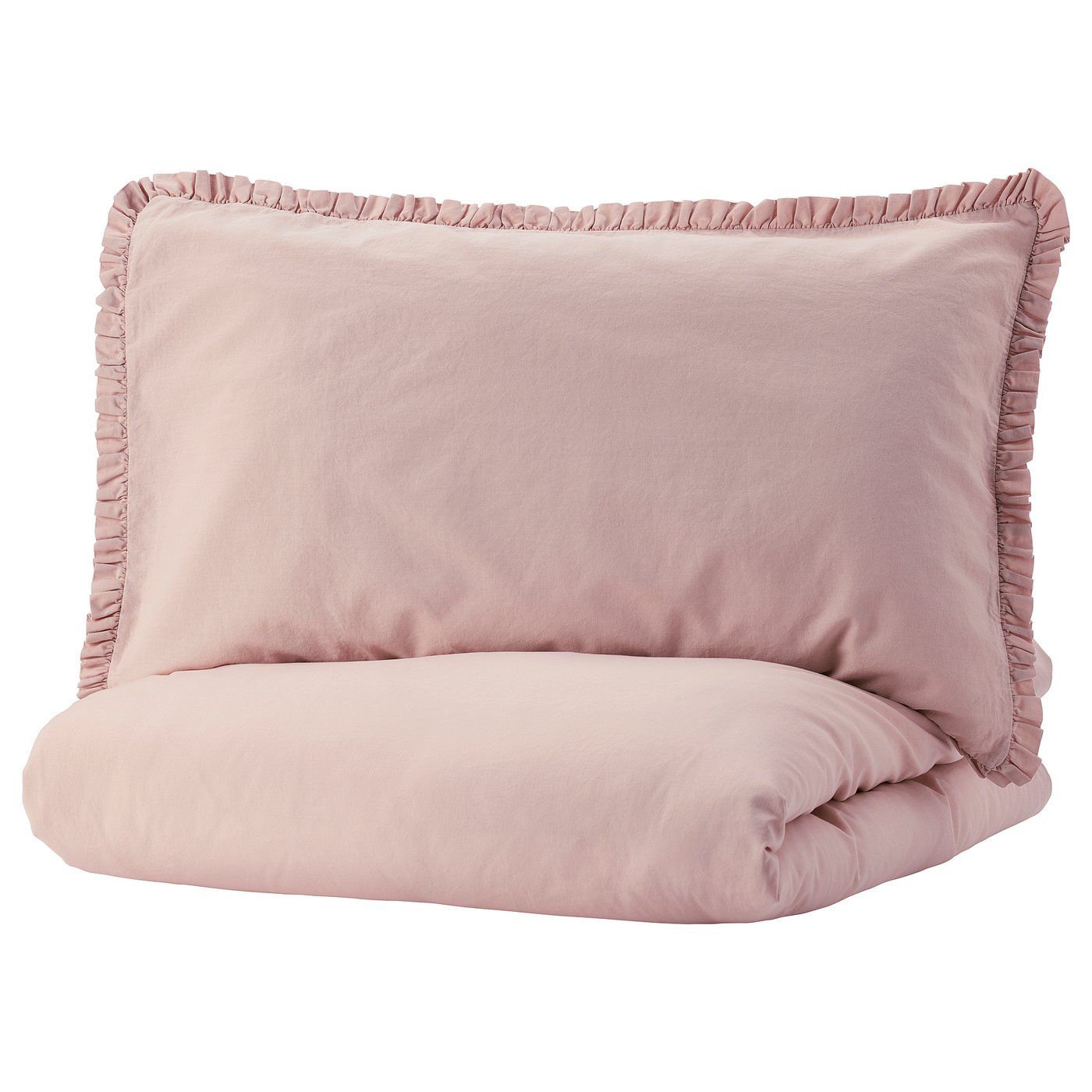 KRANSKRAGE Duvet cover and pillowcase(s) - light pink Twin