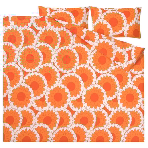 KRANSMALVA Duvet cover and pillowcase(s), orange, Full/Queen (Double/Queen)