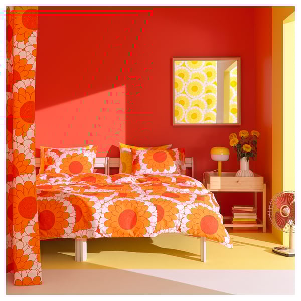 KRANSMALVA Duvet cover and pillowcase(s), orange, Full/Queen (Double/Queen)