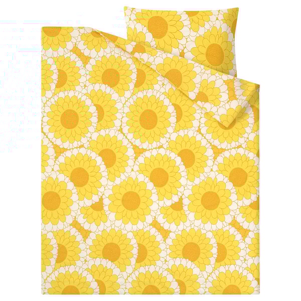 KRANSMALVA Duvet cover and pillowcase(s), yellow, Twin