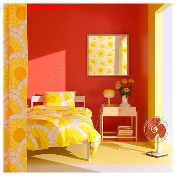 KRANSMALVA Duvet cover and pillowcase(s), yellow, Twin