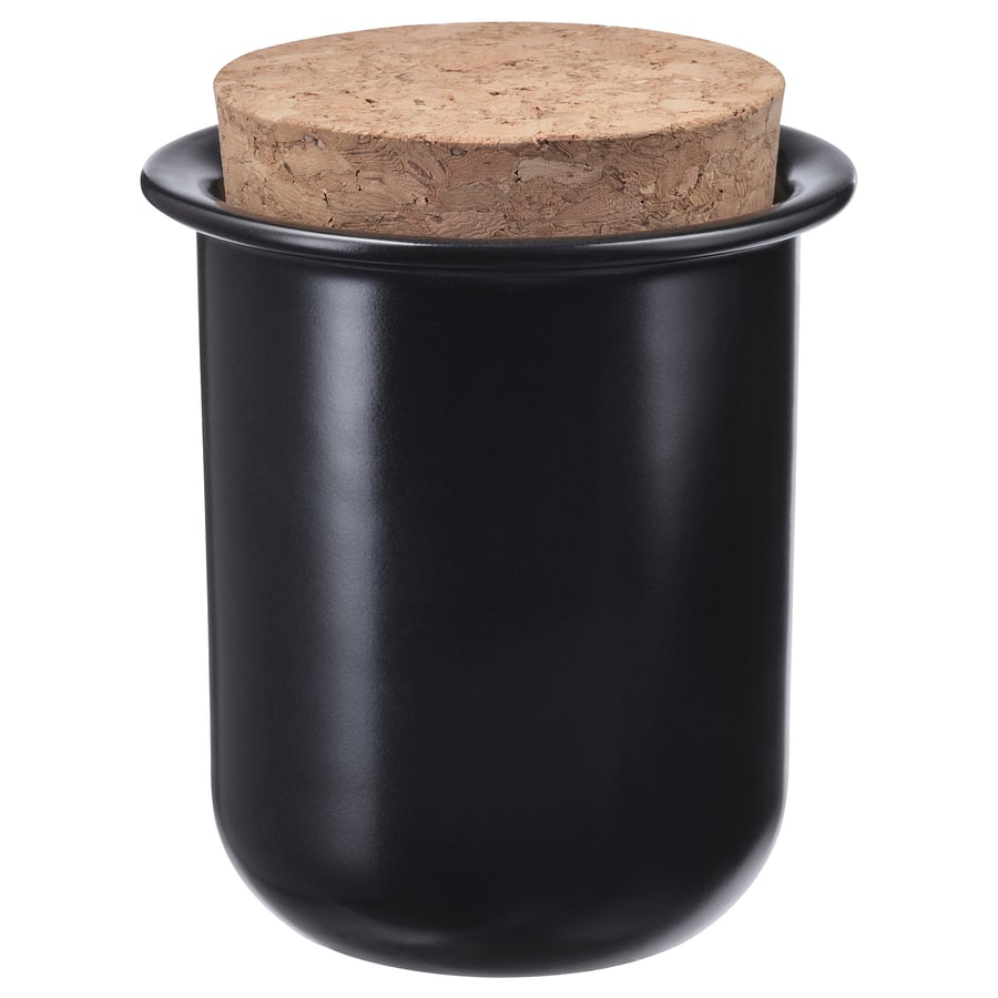 KRÖSAMOS Jar with lid, black, 3 ½" IKEA