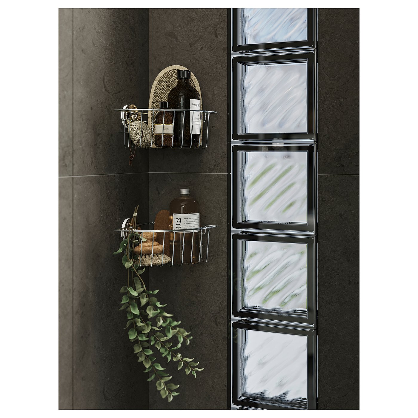 Corner basket with suction cup, zinc plated 3