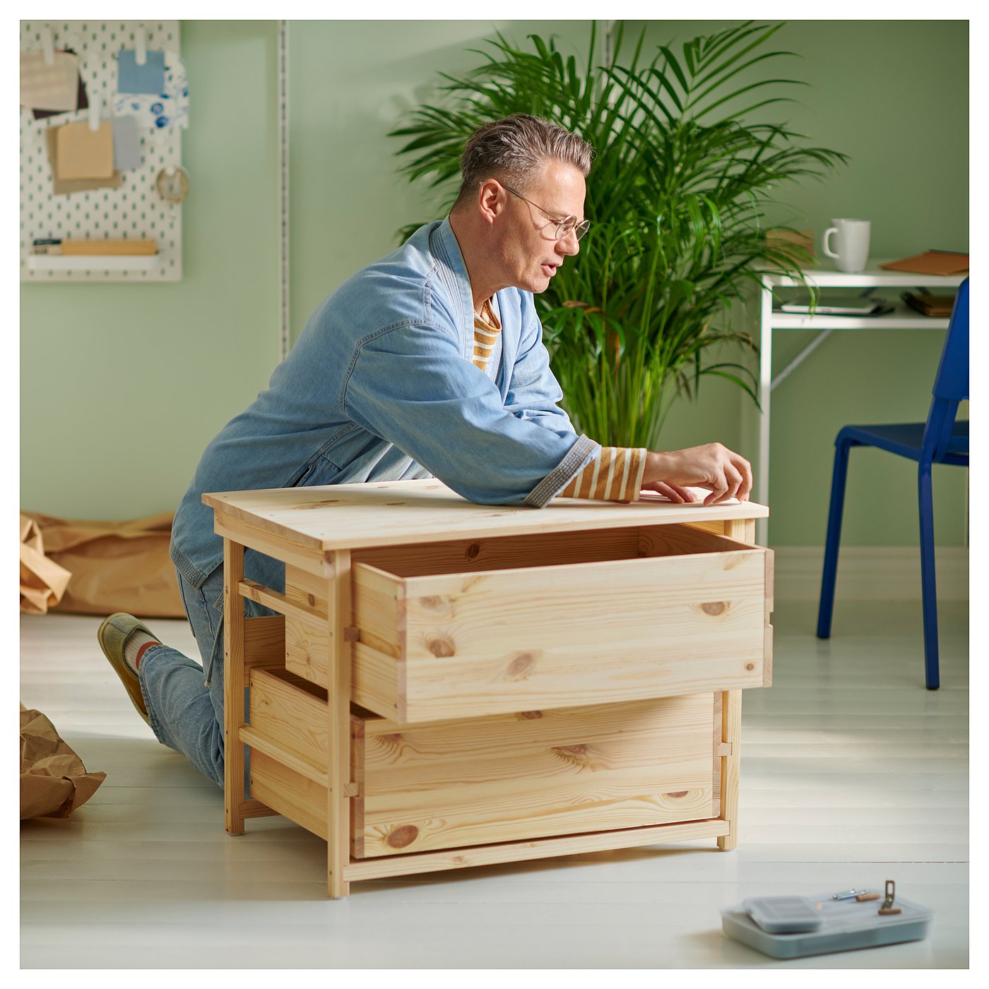 draw drawers サテンヘルシーブラ アイボリー KRONÖREN 2-drawer chest, pine, 297/8x187/8x215/8