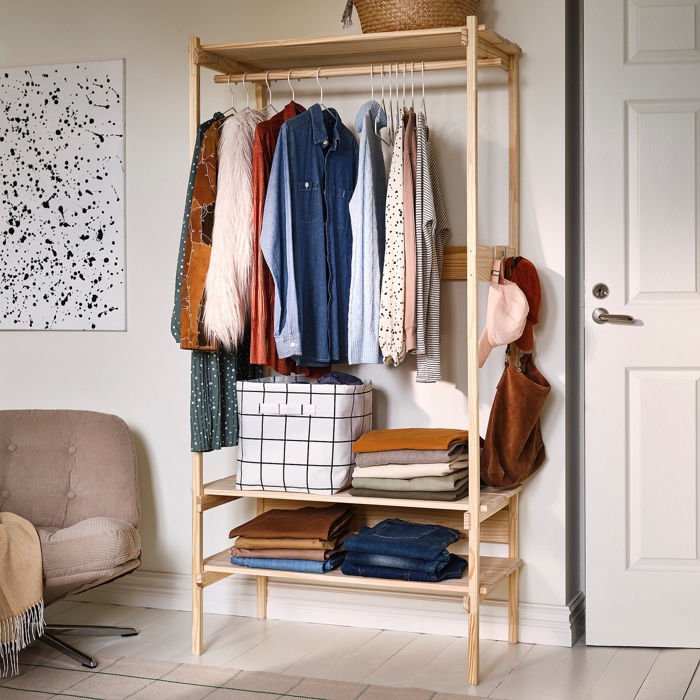 KRONÖREN open wardrobe, pine, 353/8x191/4x711/4