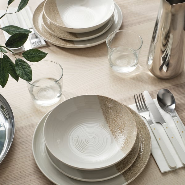 KRUSTISTEL Side plate, patterned/light beige, 8 "