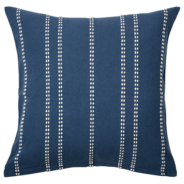 KRUTBRÄNNARE Cushion cover, blue off-white/stripe, 20x20 "