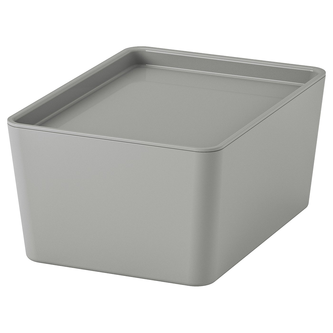 KUGGIS box with lid, light gray, 5x7x3 ¼
